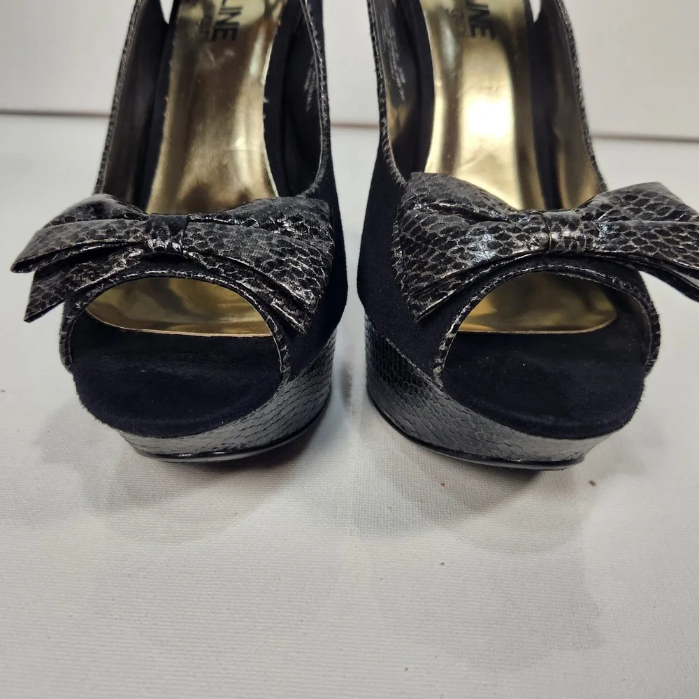 Madeline Girl Womens Heels Size 10M Black / Snakeskin Block Heel
